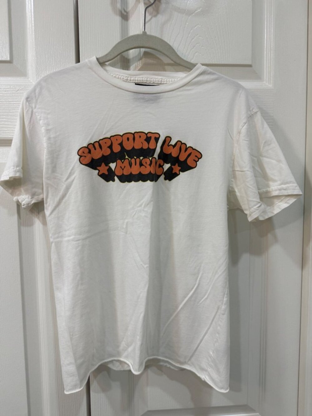 Retrobrand "Support Live Music" Graphic Tee XS 100% White Cotton - Picture 2 of 6